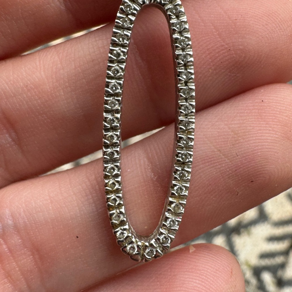 Vintage solid 14k white gold genuine diamond pendant - Picture 13 of 14